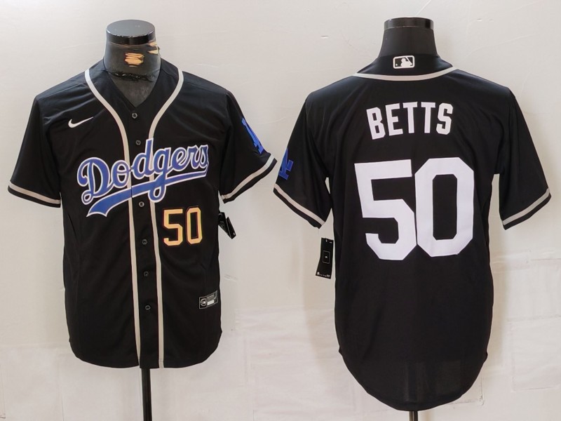 Men Los Angeles Dodgers #50 Betts Black Fashion Nike 2024 MLB Jersey style 7151->boston red sox->MLB Jersey